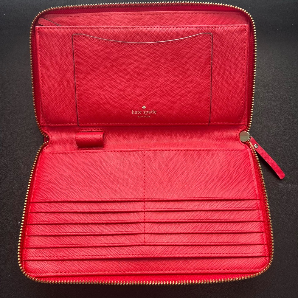 Kate Spade Large Madison Continental Red Zip-Around Wallet - NWOT - Picture 6 of 9